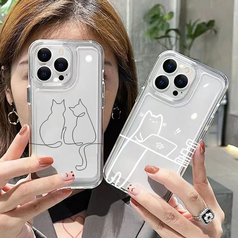 Phone Cases Xiaomi 15 - Cute Line Cat Anti-drop Phone Case