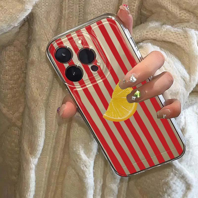 Phone Cases Red - Lemon Red Pink Blue Stripe Design