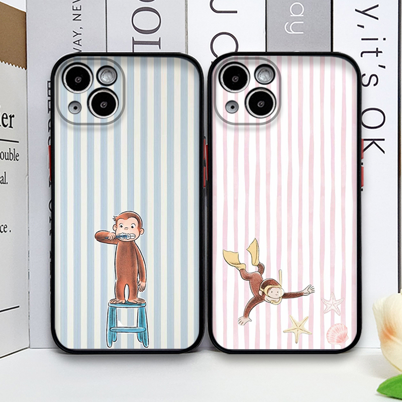 Phone Cases Xs Max - Cartoon Striped Monkey Holding Cat Phone