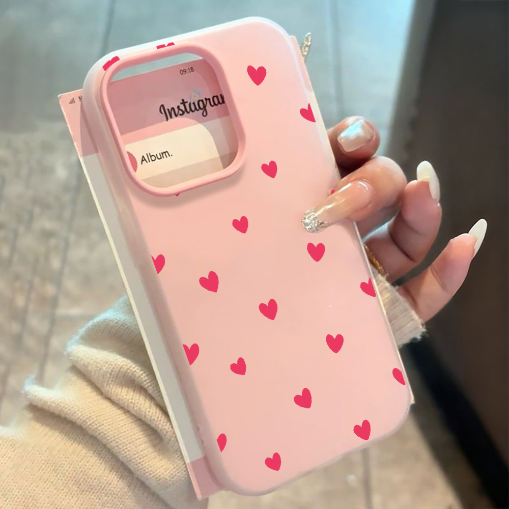 Red Love Heart Pattern Phone C - Phone Cases Red review and price