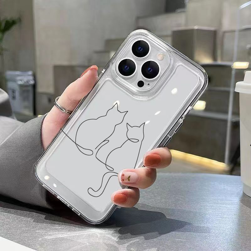 Cute Line Cat Anti-drop Phone  - Phone Cases Xiaomi 15 review and price