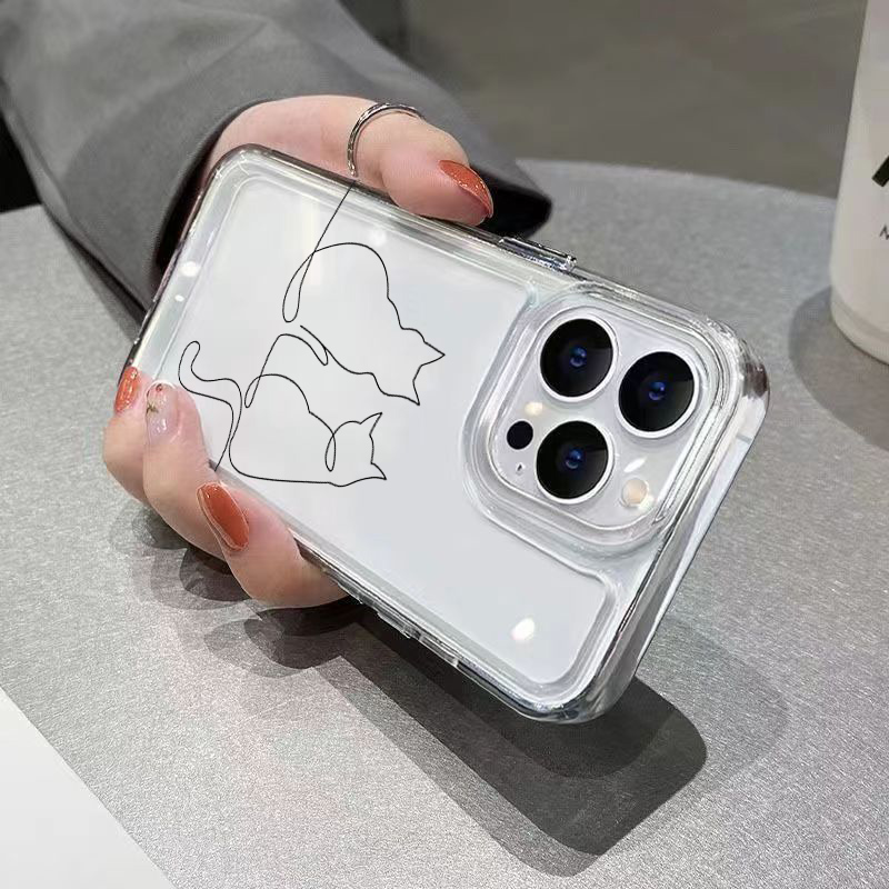 Cute Line Cat Anti-drop Phone  - Phone Cases Xiaomi 15 review and price