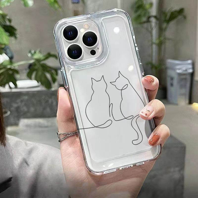 Cute Line Cat Anti-drop Phone  - Phone Cases Xiaomi 15 review and price
