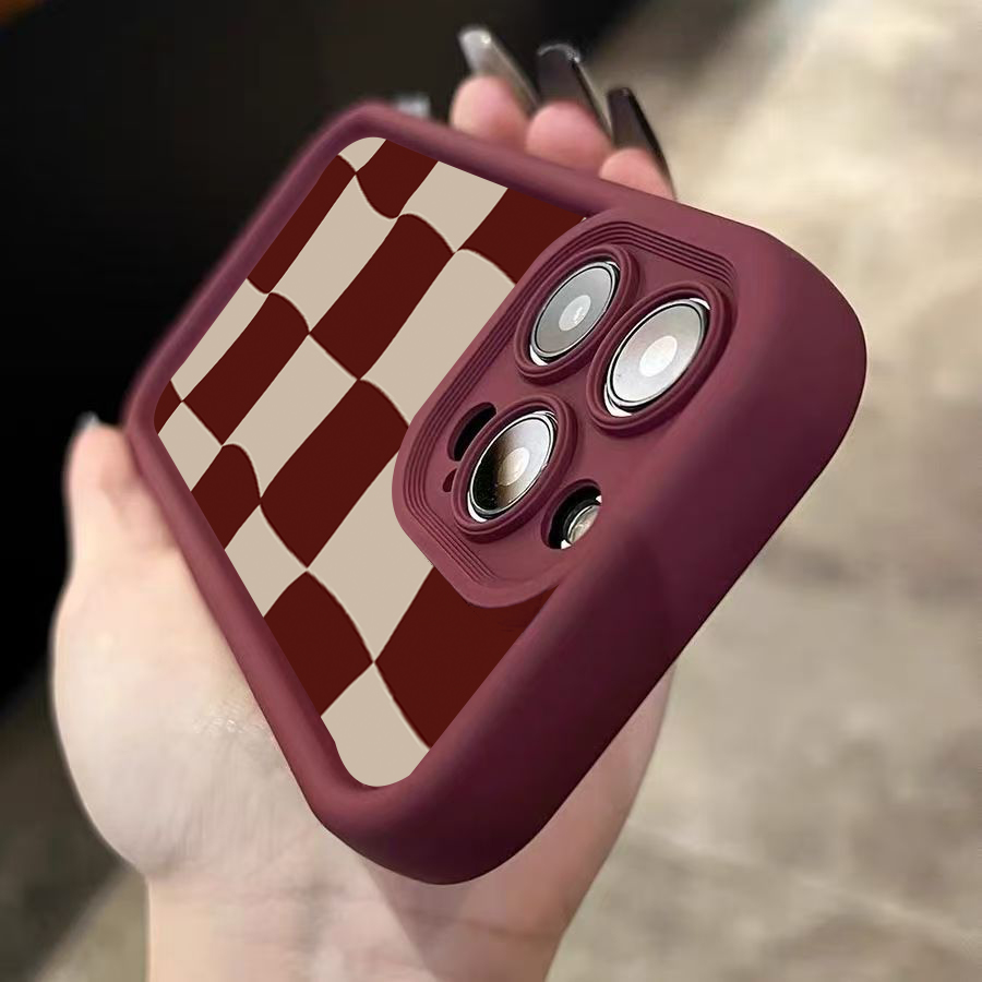 Wine Red Deform Grid Pattern P - Phone Cases Red review and price