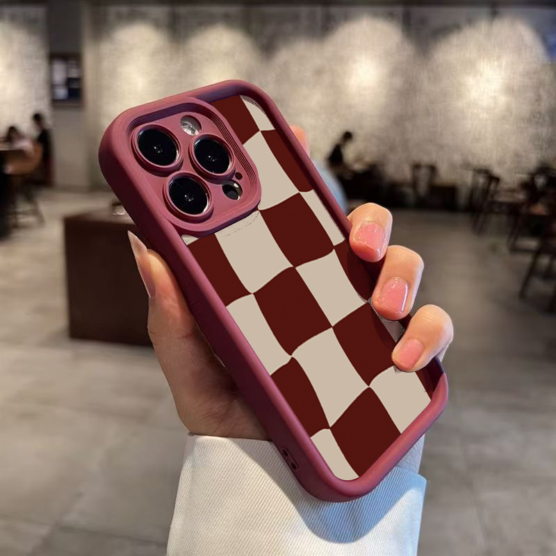 Wine Red Deform Grid Pattern P - Phone Cases Red review and price