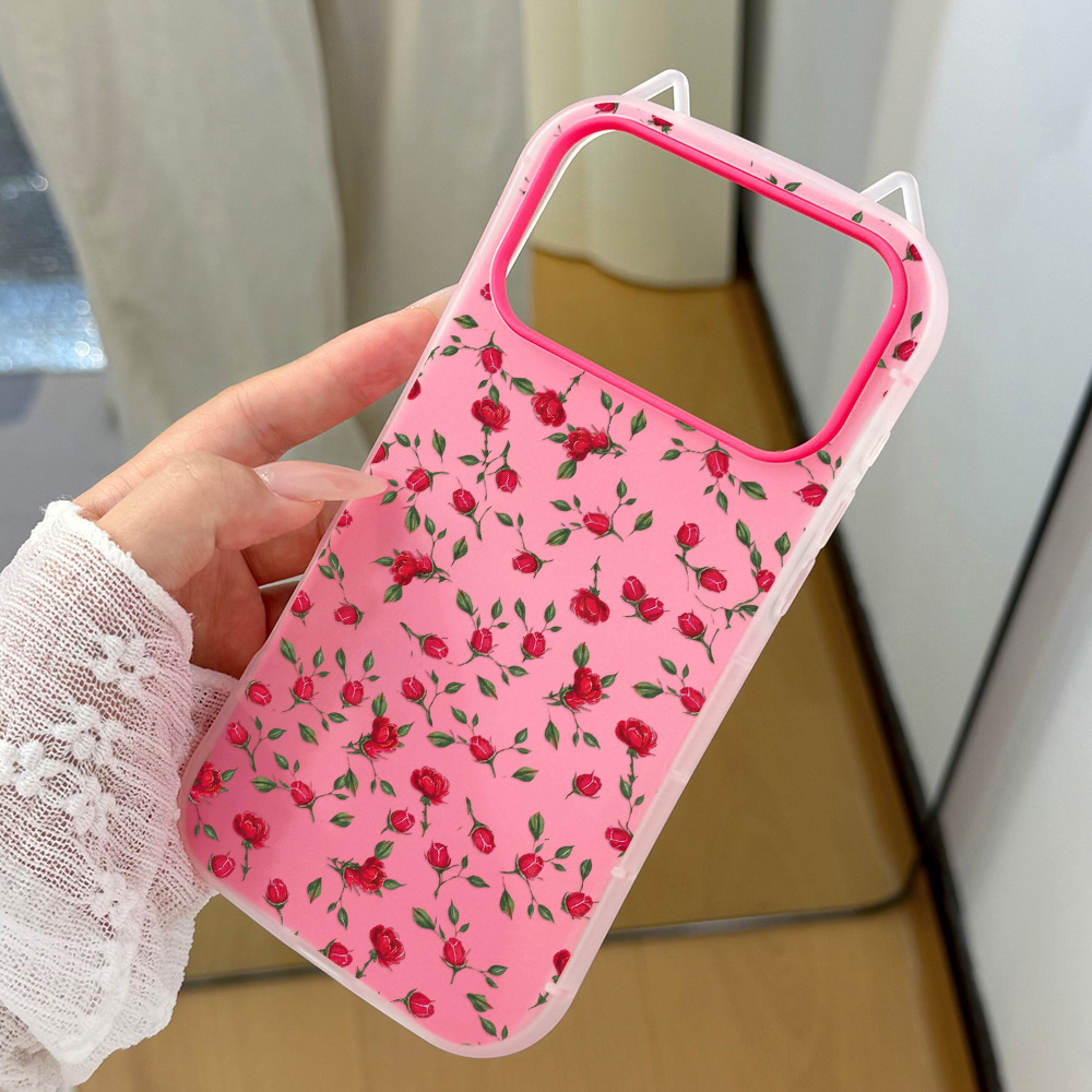 Red Rose Flower Cat Ear Phone  - Phone Cases Red review and price