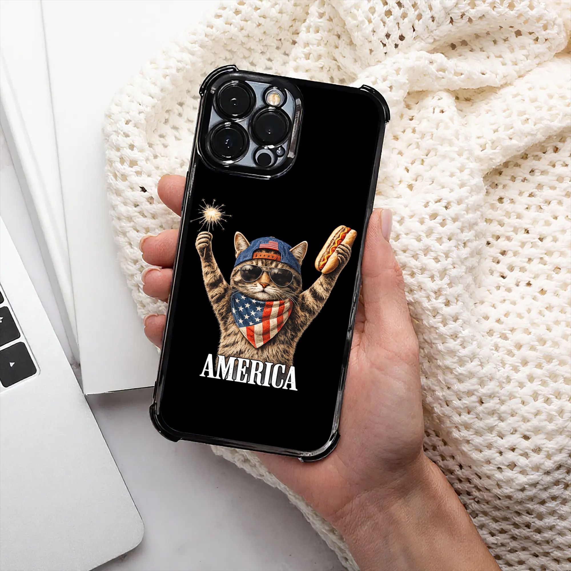Cute America Cat Firework USA  - Phone Cases Usa review and price