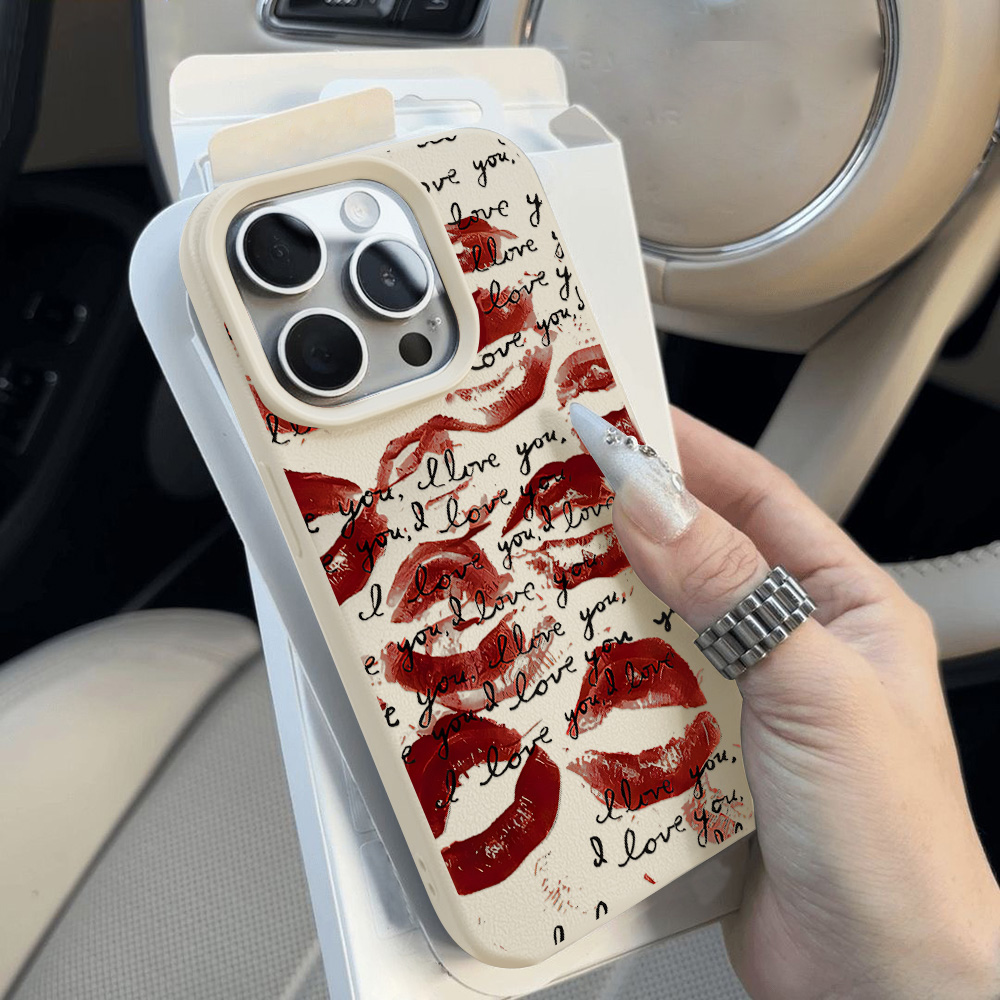 Bright Red Lips Leather Phone  - Phone Cases Red review and price