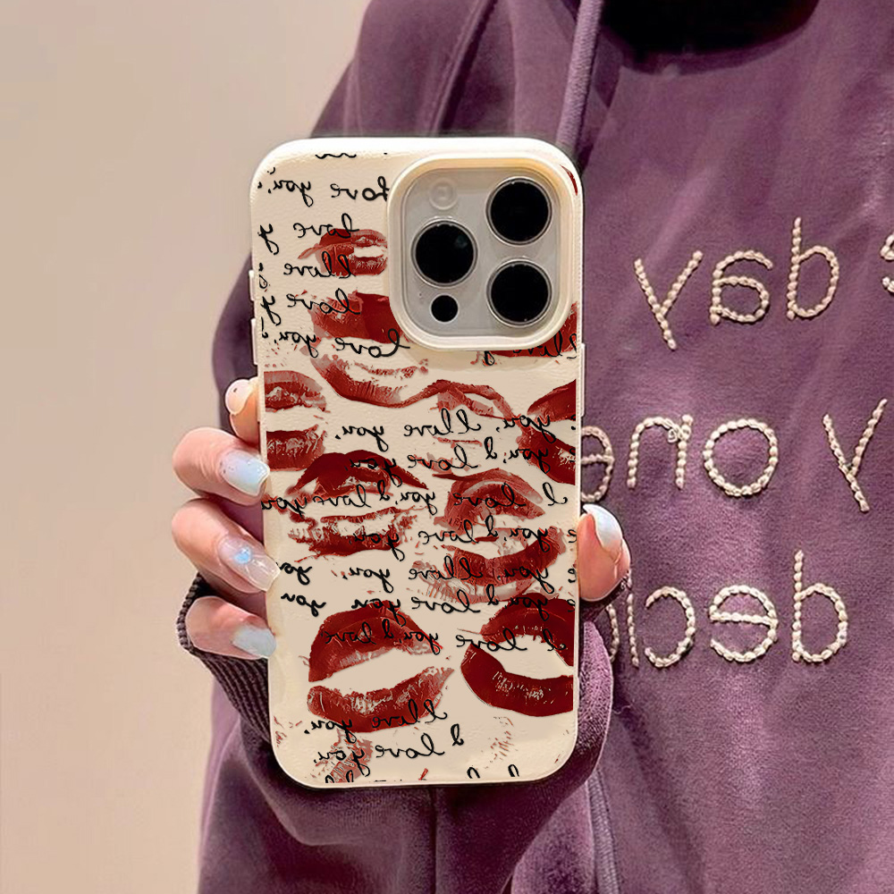 Bright Red Lips Leather Phone  - Phone Cases Red review and price