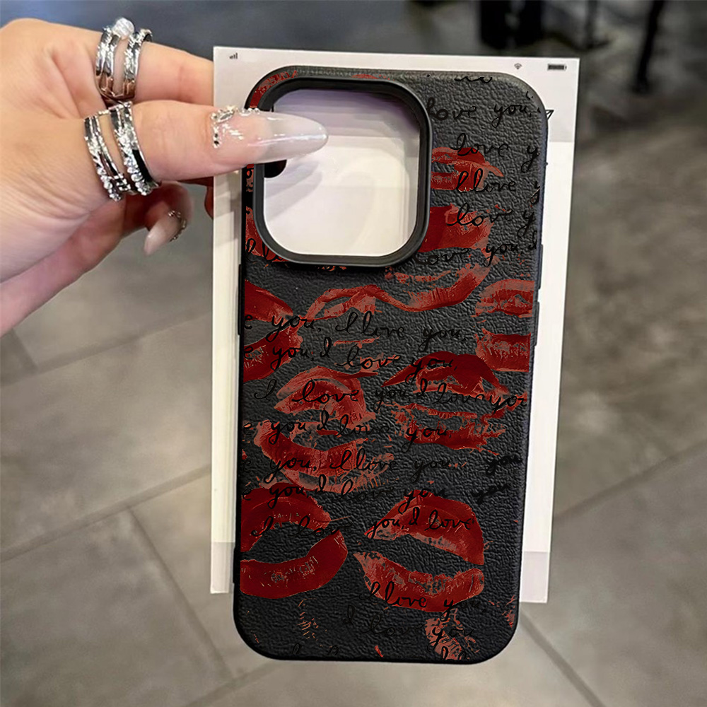Bright Red Lips Leather Phone  - Phone Cases Red review and price